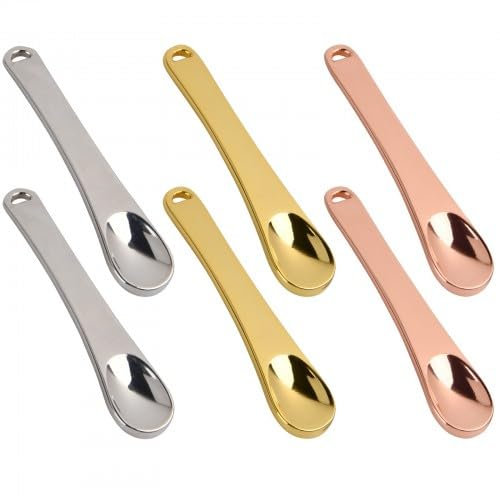 6 Piezas Mini Cosmética Espátulas, Aplicador de Espátula de Maquillaje de Metal, Cosmética Cuchara, Aplicador de Cuchara Cosmética Portátil, Faciales Humectantes y Cremas para Ojos