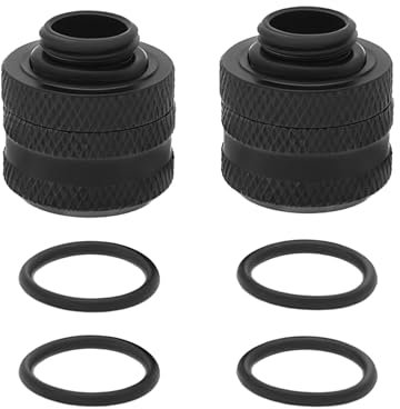 Create idea Set di 2 tubi rigidi per computer G1/4, anti-spegnimento, raccordo a compressione per raffreddamento ad acqua, adatto per tubi PETG/PMMA con diametro interno di 14 mm, nero