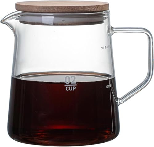 Hominas Jarra De Café De Vidrio, Jarra De Café De Vidrio De Borosilicato De 500 Ml De Alto, Jarra for Té, Café Y Agua