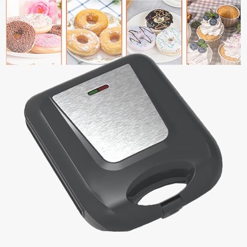 QIeAny 16-hole Donut Machine, Household Cake Breakfast Machine, Double-sided Heating + Physical Non-stick Design + Easy to Clean + (plastic + Black Microcrystalline Plate) Material,Black