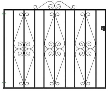 Stirling Scroll Metal Garden Gate Galvanised Wrought Iron Style Swing Pedestrian gates (762mm GAP X 914mm High ST01ZP)