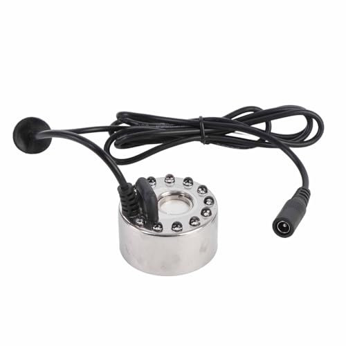 Fockety Nebelmaschine, LED-Nebelzerstäuber mit Farbwechsel und Luftbefeuchter, Mini-Teichnebelmaschine mit 12 LED-Leuchten, Wasserbrunnen-Zerstäuber für Teich, Steingarten, Vase,