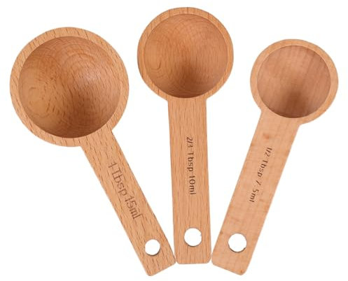 DONFAMDS 3piezas Cucharas Medidoras De Madera Para Leche y Granos Para Hornear Cocinar y Café Diseño Minimalista y Fácil De Limpiar