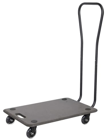 WAGNER Transportroller Transporthilfe 1612 I Rollbrett mit Bügel schwarz aus MDF I 59 x 39 x 11 cm, Tragkraft 250 kg I Möbelroller für Umzüge I Rollbrett I Lastenroller mit Tragegriff I FSC®