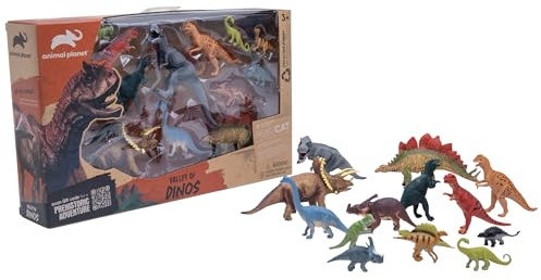 Animal Planet Valley of Dinosaurs Toy Playset – 14-Piece Dinosaur Figure Set for Kids, Prehistoric Adventure Playset for Ages 3+
