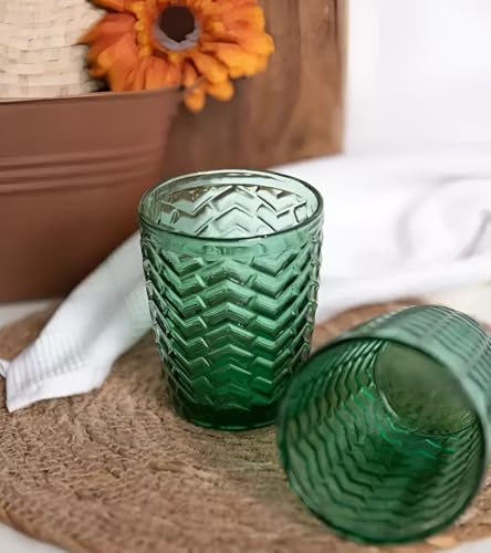 Vaso Spica de Cristal Verde 290ml – Set de 6 Vasos Elegantes y Resistentes – Ideal para Agua, Refrescos o Cócteles
