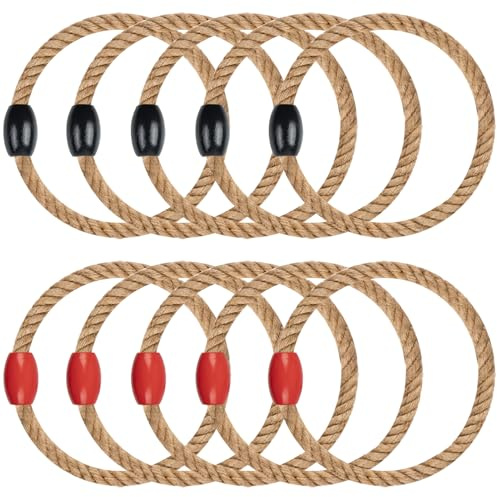 WOFEU 10 pezzi corde per lanciare anelli, Corda Anello di lancio per adulti e bambini, anelli di lancio all'aperto per giochi di cortile e giochi di prato per la festa