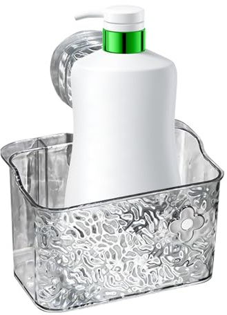 Badezimmerregal mit Saugnapf, Badezimmer-Saugnapfregale – gewelltes Eckregal mit Wasserfilterlöchern, Wand-Badekorb für Wohnmobil, Zuhause, Küche, Spüle, Dusche, Schlafzimmer, Glasfliesen, Wohnung