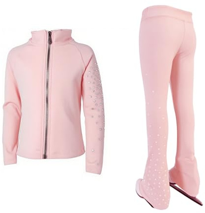 LIUHUO Mädchen Eiskunstlauf-Trainingsanzug, Jacke und Hose, Fleece, warm