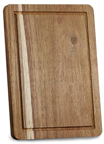 GEEZY Acacia Chopping Board - Thick Wooden Cutting Board with Groove, Durable, Moisture Resistant, Hygienic & Reversible, FSC Certified, Kitchen Essential for Meat, Bread & Vegetables 28x20x1.6cm