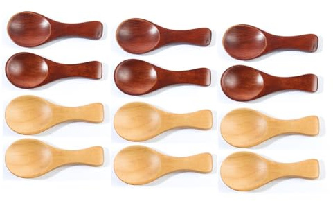 Asyduey 12 Cucharas Pequeñas de Madera, Cucharas Pequeñas de Madera de 3,2 Pulgadas para Tarros, Mini Cucharillas de Madera para Café Pequeño, Mermelada, Mostaza