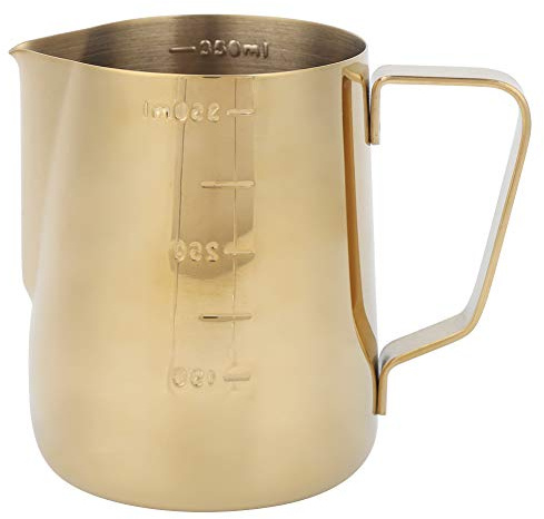 Niiyen Milk moussard Pitcher, Jug de pichet en tasse en acier inoxydable avec échelle, tasse à expresso, pour café à la maison Latte Art (350 ml (avec échelle))