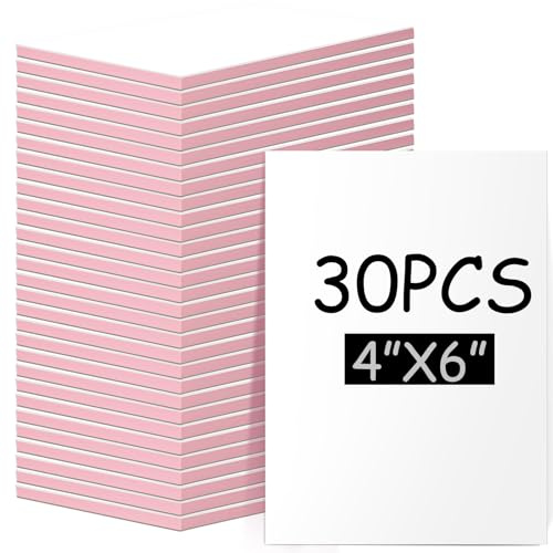 Frienda 30 Pack 4x6 Rubber Stamp Carving Blocks Bulk Rubber Carving Linoleum Blocks for Printmaking Printing DIY Craft Project Supplies Soft Stamp for Beginners and Professional (White Pink)