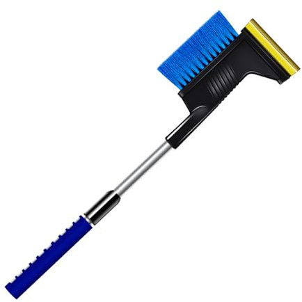 Tomotato Snow Scraper per Auto, Pala Telescopica in Lega di Alluminio con Martello di Sicurezza, Spazzola per Neve e Ghiaccio per Parabrezza, 64-92 cm (tipo 1)