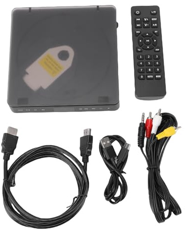 Zunate Lecteur DVD Toutes Régions, Conversion Full HD 1080P avec Chargement Rapide et Correction D'erreurs Lecteur DVD Portable avec Télécommande pour écran de Projecteur TV