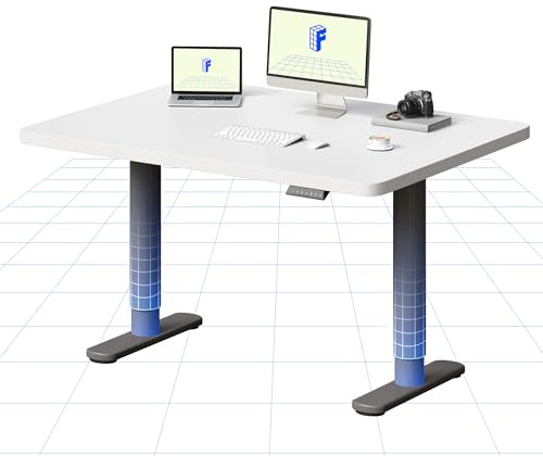 FLEXISPOT Electric Standing Desk One Piece Desktop CylineX Height Adjustable Sit Stand Up with Memory Smart Panel, 120x60 Silver Frame and White Top