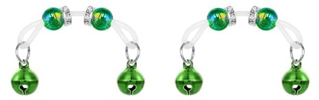 Niaspi Jingle Bell Bead Non-Piercing Nipple Rings for Women Adjustable Nooses Faux Body Jewelry with Round Beads with Multiple Colors Bells Fake Nipple Rings (Green)