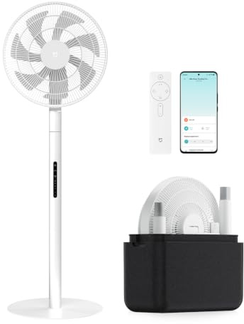 XIAOMI Smart Standing Fan Pro Slim, Ventilador DC Silencioso con Mando | Ventilador inteligente DC con 8 modos, 100 velocidades por App. Ventilador de suelo y mesa con USB-C y estuche para camping.