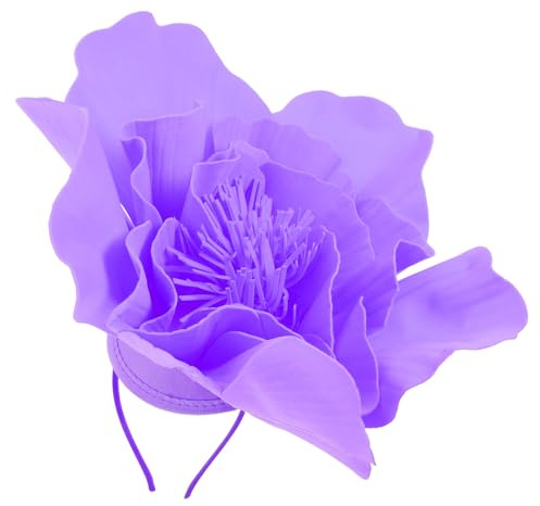 FRCOLOR Large Flower Fascinator Hat Purple Floral Headband for Women Elegant Bridal Hair Accessory for Wedding, Tea Party, Prom