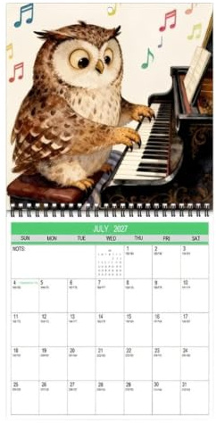 Calendrier Mensuel 2027 Chouette Mignonne Grand Bloc Mensuel Hebdomadaire