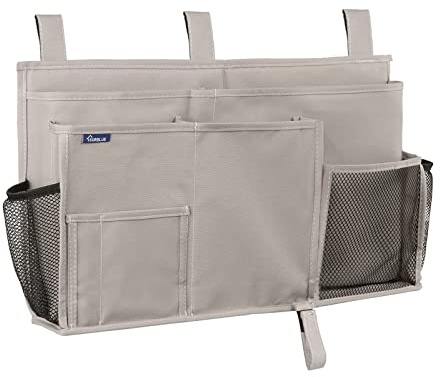 Surblue Bedside Caddy Hanging Bed Organizer Storage Bag Pocket for Bunk and Hospital Beds, College Dorm Rooms Baby Bed Rails,Camp (8 Pockets),Gray