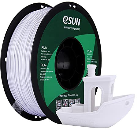 eSUN PLA+ Filament 1.75mm, 3D Drucker Filament PLA Plus, Maßgenauigkeit +/- 0.03mm, 1kg Spule (2.2 LBS) , 3D Drucker, Kaltes Weiß