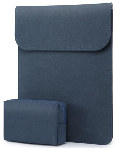 HYZUO 13,3-14 Zoll Laptophülle für MacBook Pro 14 M5/M4/M3/M2/M1 Pro/Max 2026-2021, 13,3 MacBook Air/Pro, 13-13,8 Surface Laptop, HP Envy 13, Kunstwildledertasche mit Tasche, Navy Blau