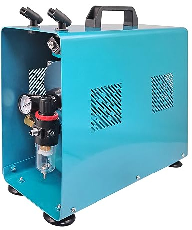 AMUR Airbrush kompressor duo-Power – Airbrush-satsen med dubbel/två-cylinder med skyddshölje för konstnärer med bra, grundläggande utrustning för alla Airbrush set