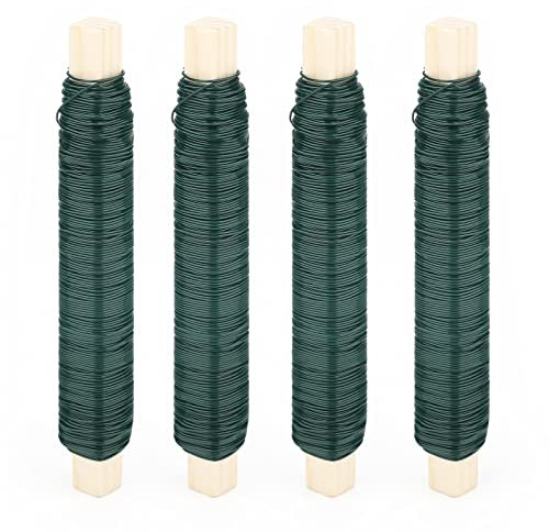 KINGLAKE Green Florist Wire for Wreath Making, 4x38m Floral Wire for Flower Arranging, Craft Vine Binding, Plant Garden, Bouquets, Wedding Garland, Christmas, Climbing Plants