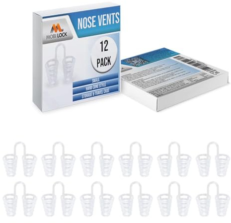 12 St Nasal Dilator Näsventiler - Hård Kon Liten - Antisnarkning | Konformade spetsar, öppnar näsgångarna, lindrar bihåletryck, tvättbara, återanvändbara, diskreta