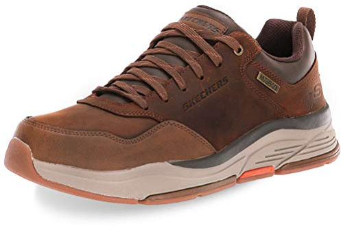Skechers Men's BENGAO-Hombre Sneaker, Dark Brown Waterproof Leather , 9.5 UK medium