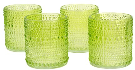 Creativery Teelichtgläser 7x8 cm 4 Stück Teelichthalter Glas Farbauswahl: maigrün 550 / lindgrün/hellgrün