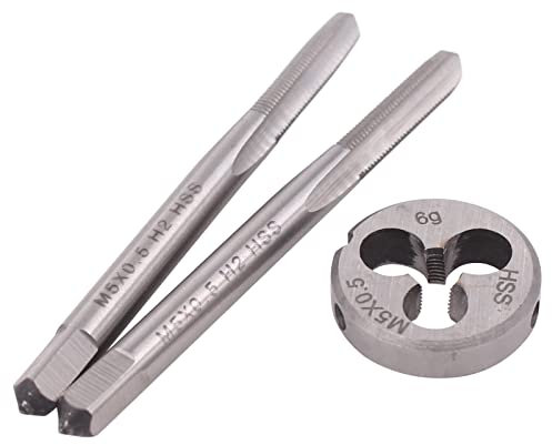 Doo Engy M5 x 0,5 Schneideisen HSS mit 2 tlg Handgewindebohrer Feingewinde Gewindebohrer Set