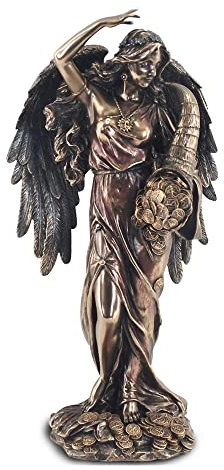 Skulptur aus Kunstharz, Bronzeoptik: Fortuna Göttin des Verdiens, H 28 cm