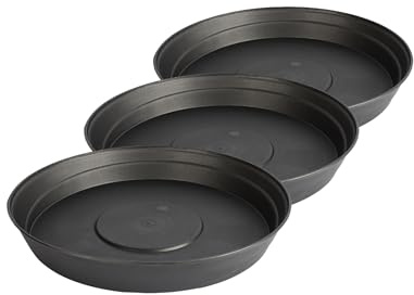 Garronda Untersetzer Blumentopf aus Kunststoff 1 Stück oder 3er Pack Plastik Pflanztopf Pflanzen Untersetzer rund für Pflanztöpfe Set GD-0023 (3 Stück Graphite, ⌀ 34cm H 5cm)