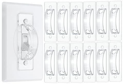 Bates- Light Switch Guard Cover, 12 Pack, Clear, Toggle Switch Cover, Light Switch Blocker, Light Switch Cover Child Proof Light Switch Cover Guard, Lightswitch Cover, Toggle Switch Guard