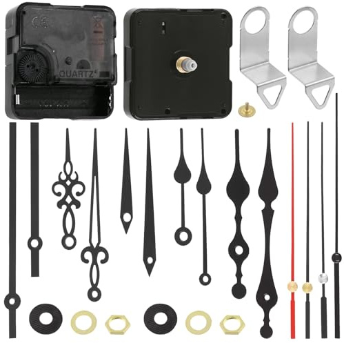Swpeet Kit Meccanismo per Orologio al Quarzo Silenzioso da 25 Pezzi - 13 mm/0,5 Pollici - Senza Batteria, 11 Parti di Riparazione del Movimento, 14 Lancette Diverse per Sostituzione Orologio da Parete