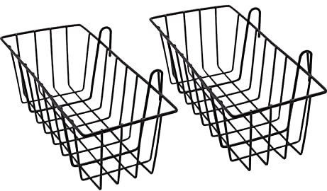 Giilayky Paquet de 2 Paniers Métalliques Suspendus pour Panneau de Grille Murale, Panier de Rangement Mural en Grille, Présentoirs de Paniers à Mural pour Cuisine, Maison