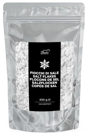 Fiocchi di Sale Bembo 400 g - Fiocchi di Sale Puro del Mediterraneo – Per Carne, Pesce, Insalate, Barbecue - Conf. da 400 g