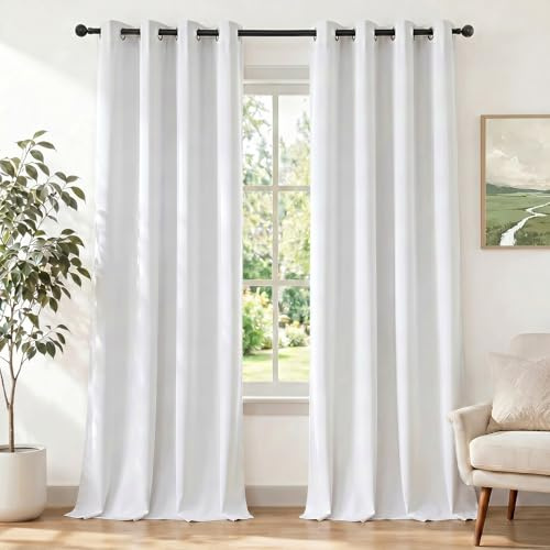 Ystyle Tende Oscuranti per Interni 2 Pezzi, 140x160 CM, Bianco | Tende Camera da Letto Moderna con Anelli, Tenda Termica Isolante Freddo e Caldo Idrorepellente, per Soggiorno Cameretta