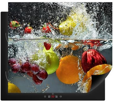 decorwelt Herdabdeckplatte aus Kunststoff Induktionsmatte Herdabdeckmatte Abdeckung Ceranfeld Früchte Bunt 60x52 cm Abdeckplatte Ceranfeldabdeckung Antirutschmatte Indutionskochfeld Schutz