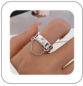 Inilbran Boho Vintage Saturn Ring - Hohlband Wickeln Offener Knöchel Ring - Gold Band Punk Einstellbar Schmuck für Frauen und Mädchen