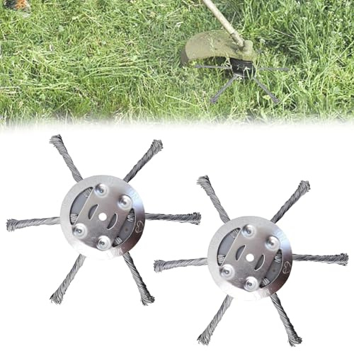 Unkrautbürste für Freischneider,2 Stück WildkrautbüRste für Motorsense,Drahtbürste Freischneider,Unkrautklinge für Garten,Stahlbürste Unkrautbuerste,für Rasenpflege Garten.