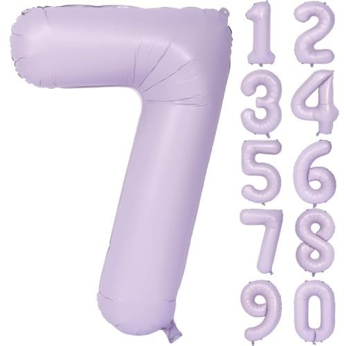 Palloncino lilla da 40 pollici, palloncino a numeri grande, lilla brillante, palloncino lilla 7, lilla chiaro, palloncino per compleanno 7, palloncino in elio, palloncino 7 per ragazze e ragazzi