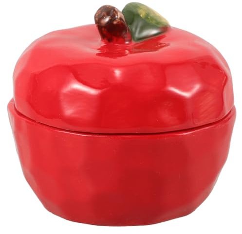 Cabilock Natale Ceramica Mela Vaso Con Coperchio Porcellana Tè Caffè Contenitore Caramella Biscotto Barattolo Di Zucchero Ciotola Condimento Di Caffè Mele Rosse Contenitore