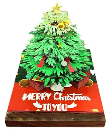 Weihnachts-Memoblock-Kalender 2025, Frohe Weihnachtsbaumhaus, 3D-Notizblock mit Acrylhülle, antihaftbeschichteter Notizblock, Würfel, Papierschnitzerei, Weihnachtsbaumdekoration für Zuhause und Büro