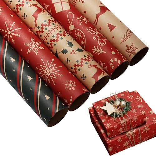 Weihnachts Geschenkpapier Rollen 5 Stücke Weihnachts Geschenkpapier Rolle