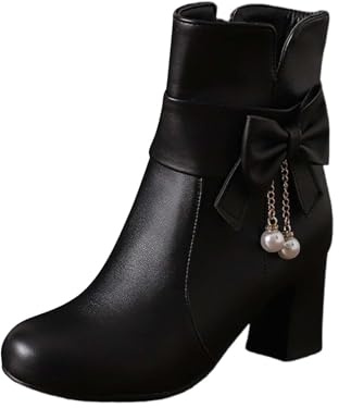 Generico Bottines Femme à Talon, Bottes d'Hiver Femme Confortable Élégant Bottes Souple Bottes Courtes Décontractées Bottes À La Mode Femmes Vintage Bottes Chelsea Femmes