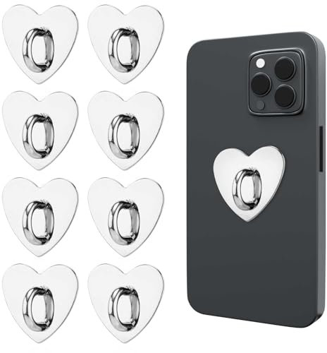 8pcs Anneau de Support de Téléphone, en Forme de Cour Crochet de Breloque de Téléphone Adhésif Métal Support de Bague de Doigt pour Téléphone Portable Tablette Bricolage Accessoires (Argent)