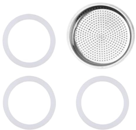 JchEnye Joints et filtres universels pour machine à café pour pièces détachées moka (3 x anneaux de retenue en silicone + 1 filtre en acier)
